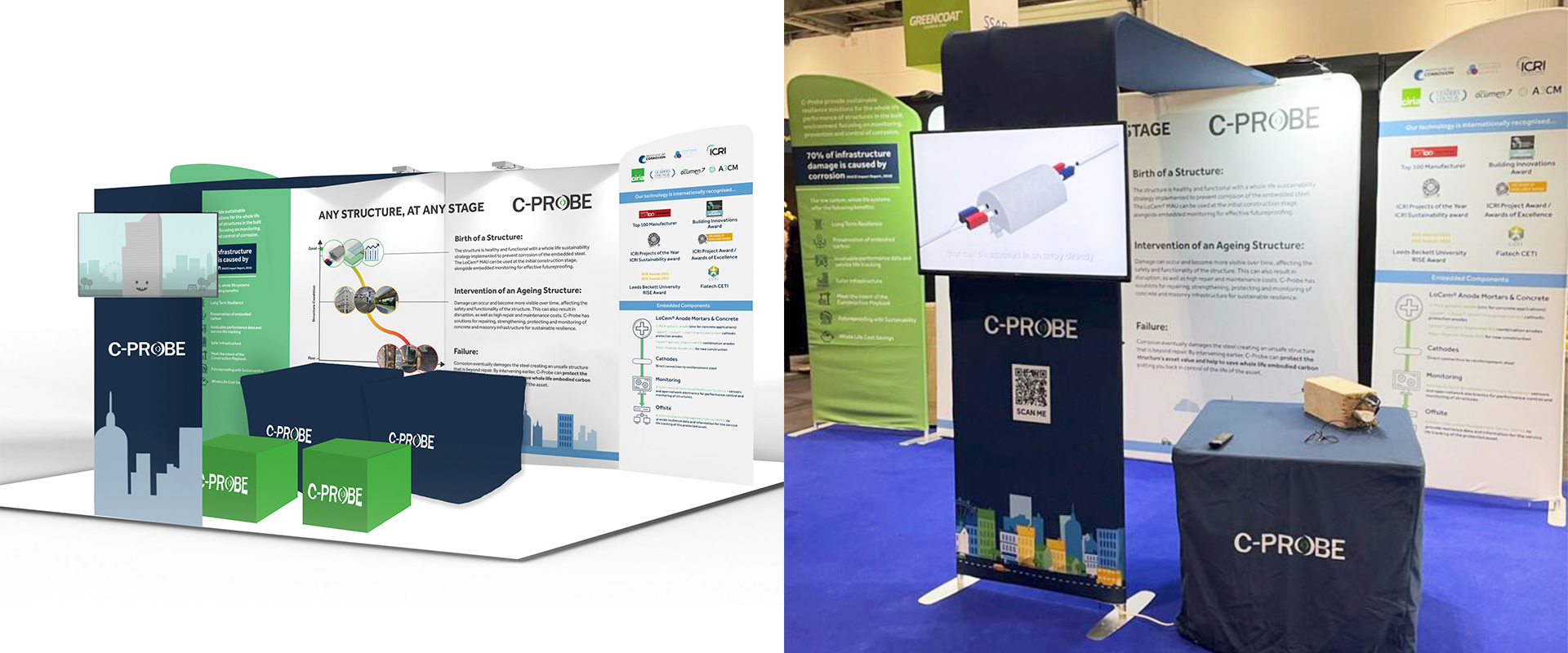 before and after design production producing marketing materials exhibition stand signage business show 